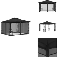 vidaXL Paviljoen met net, 300x300x265 cm, antraciet - Paviljoenen & feesttenten