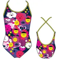 Turbo Happy Flowers Thin Strap Swimsuit Veelkleurig 3-4 Years Meisje