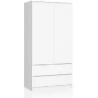 Akord Kleidingkast S90 met 2 Deuren en 2 Lades / Furniture Factory / Wit / 90 x 180 x 51 cm