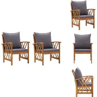 vidaXL Tuinstoel - Tuinstoelen - Buitenstoel - Buitenstoelen - Tuinstoelen 2 st met kussens massief acaciahout