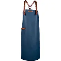 Xapron - Bovine Schort met Schouderbanden Large Leer - Leer - Blauw -