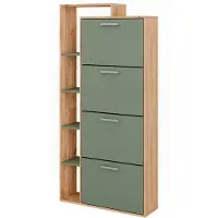 Vicco Orlando Schoenenkantelaar – 80 x 166.1 cm met 4 compartimenten Goldkraft eik/groen