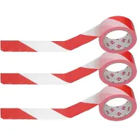 Gerimport Afzetlint - 3x - rood/wit - 45 mm x 100 meter - polyethyleen - markeerlint - afzettape