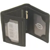 Oi zwart leren portemonneetje / Klein beursje met magneet sluiting / compact pasjesmapje met 3 zichtvakken en ruimte voor biljetten / RFID SAFE / zwart leer / 475