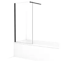 Maxaro Diamond Badwand 80cm Mat Zwart Helder Glas | Badwand | Badwand Glas | Badscherm | Glazen Badwand