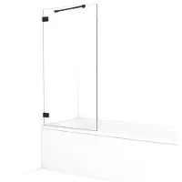 Maxaro Diamond Badwand 75cm Mat Zwart Helder Glas | Badwand | Badwand Glas | Badscherm | Glazen Badwand