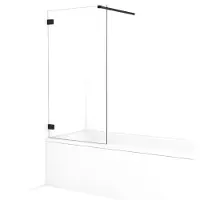 Maxaro Diamond Badwand 80cm Mat Zwart Helder Glas | Badwand | Badwand Glas | Badscherm | Glazen Badwand