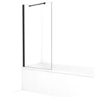 Maxaro Diamond Badwand 80 cm Mat Zwart Helder Glas | Badwand | Badwand Glas | Badscherm | Glazen Badwand