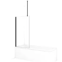 Maxaro Diamond Badwand 75cm Mat Zwart Helder Glas | Badwand | Badwand Glas | Badscherm | Glazen Badwand