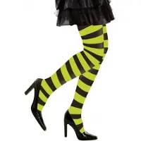 Widmann Heksen verkleedaccessoires panty zwart/groen voor dames maat M/L
