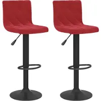 The Living Store Barkruk - Barstoel - Barkrukken 2 st fluweel wijnrood - Lounge Stoel - Fluweel Stoel - Rode Stoel
