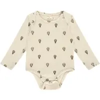 A Tiny Story romper met all over print ecru/bruin Jongens Stretchkatoen Ronde hals - maat 62