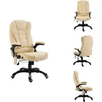vidaXL Massagestoel voor kantoor, crème kleur, kunstleer - Kantoelstoelen