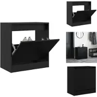 vidaXL Schoenenkast 60x34x63,5 cm bewerkt hout zwart