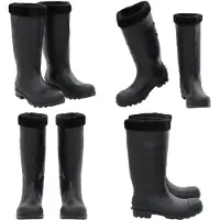vidaXL - Regenlaarzen - met - verwijderbare - sokken - maat - 42 - PVC - zwart