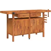 The Living Store - Werkbank - met - lades - en - bankschroeven - 162x62x83 - cm - acaciahout