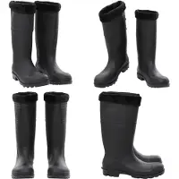 vidaXL - Regenlaarzen - met - verwijderbare - sokken - maat - 46 - PVC - zwart