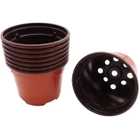 Nature Stekpotjes - 32x stuks - kweekpotjes - kunststof - 7 x 9 cm - bruin - ideaal voor zaaien