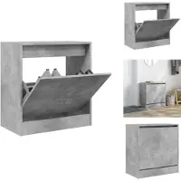 vidaXL Schoenenkast 60x34x63,5 cm bewerkt hout betongrijs