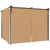 vidaXL Paviljoen met gordijnen, 3x3 meter, taupe, staal - Paviljoens & feesttenten