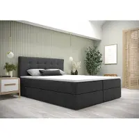 Beddenbriljant Opberg Boxspring Fenne - 140x200 cm - Antraciet - Inclusief Topper - Bed met Opbergruimte - Bonellvering tot 100 kg