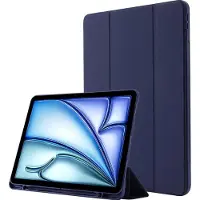 Mobigear Tablethoes geschikt voor Apple iPad Air 11 Inch (2024) Hoes | Tri-Fold Gel Bookcase + Stylus Houder - Donkerblauw
