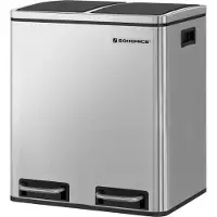 Songmics Vuilnisbak voor in de keuken, Zilver + Zwart
