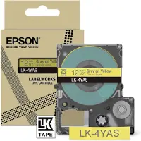 Epson LabelWorks LK-4YAS - Grijs op geel - Rol (1,2 cm x 8 m) 1 cassette(s) Hangende doos - Bandcassette - voor LabelWorks LW-C410, LW-C610