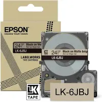 Epson LK-6JBJ matte tape zwart op beige 24 mm (origineel)
