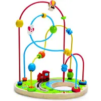 Hape Pizzaz houten kralencircuit - Voor kinderen van 12 maanden - Blauw, rood en geel