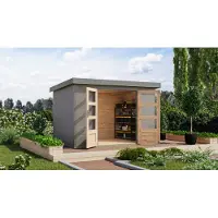 Karibu Gartenhaus, hybride tuinhuis, metalen constructie, model Jupiter 4, kleur: watergrijs, afmetingen: 298,5 x 213,5 x 209 cm