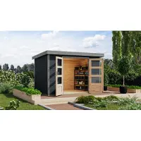 Karibu Gartenhaus Hybride tuinhuis, model Jupiter 4, antraciet, afmetingen 298,5 x 213,5 x 209 cm