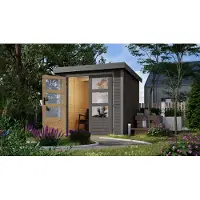 Karibu Gartenhaus, hybride tuinhuis, metalen constructie, model Jupiter, kleur: terragrond, afmetingen: 209x213x208,5 cm