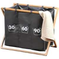 Decopatent Wassorteerder 3 Vakken - Wasmand FSC Bamboe houten Frame - Sorteer op
