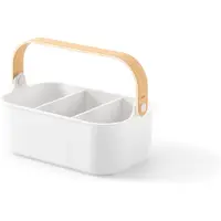 SmartaSaker Bellwood stapelbare opbergbak, multifunctionele caddy-organizer, 28 x 18 cm, wit/natuur