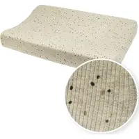 Meyco Baby Rib Mini Spot aankleedkussenhoes - sand melange - 50x70cm