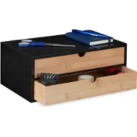 Relaxdays bureau organizer - met 2 lades - bamboe - MDF - 14 x 33 x 21 cm - kantoor