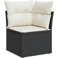 vidaXL 11-delige tuinmeubelset met kussens, zwart, polyrotan