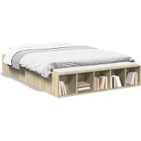 vidaXL Bedframe bewerkt hout sonoma eikenkleurig 120x190 cm