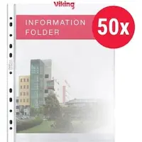 Viking Showtassen 60% Gerecycled A4 Glashelder Transparant 80 micron PP (Polypropeen) Opening boven 11 Gaten 50 Stuks