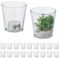 Relaxdays waxinelichthouders - set van 20 - glas - tafeldecoratie - HxØ: 7,5 x 7,5 cm - rond - transparant