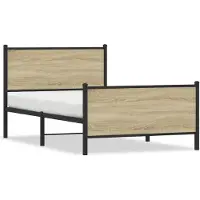 vidaXL Bedframe zonder matras metaal sonoma eikenkleurig 193x203 cm