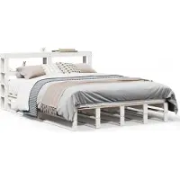 vidaXL Bedframe zonder matras massief grenenhout wit 135x190 cm