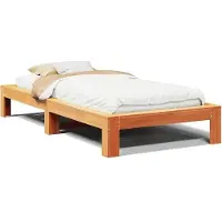 vidaXL Bed met matras massief grenenhout wasbruin 140x190 cm