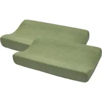 Meyco Baby Uni aankleedkussenhoes - 2-pack - badstof - olive green - 50x70cm