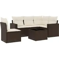 vidaXL 6-delige Loungeset met kussens poly rattan bruin