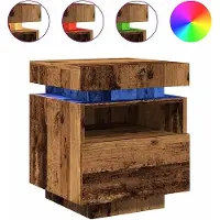 vidaXL Nachtkastjes met LED-verlichting 2 st 40x39x48,5 cm oud hout