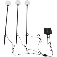 LINDBY LED lamp op zonne-energie Brindley, set van 3, zwart, glas Brindley, zwart, Aluminium, Modern