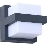 LINDBY Smart LED buiten wandlamp Fyra, hoekig, CCT RGB, Tuya dimbaar, alu / grijs / zink, Aluminium, Modern, slimme wandlamp buiten