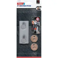 TESA Powerbutton hakenrek Classic, rvs, 2 of 3 haakjes, houdt tot max. 12 kg, 2 haken